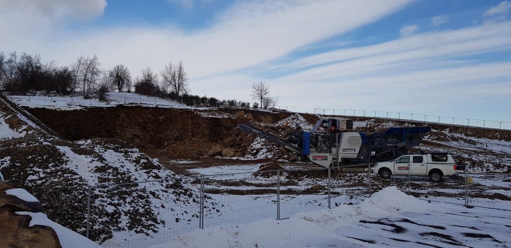 Baustelle im Schnee - CO2 sparen